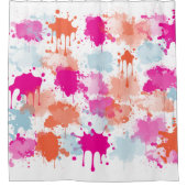 オレンジピンクブルーモダン抽象芸術絵を描スプラッシュ シャワーカーテン (正面)