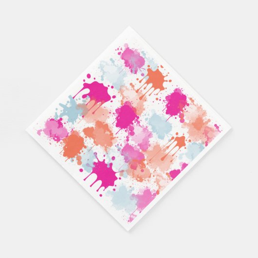 オレンジピンクブルーモダン抽象芸術絵を描スプラッシュ スタンダードランチョンナプキン (角)