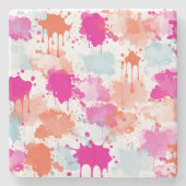 オレンジピンクブルーモダン抽象芸術絵を描スプラッシュ ストーンコースター (正面)