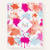 オレンジピンクブルーモダン抽象芸術絵を描スプラッシュ ノートブック (正面)