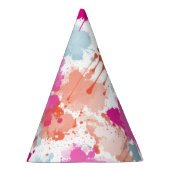 オレンジピンクブルーモダン抽象芸術絵を描スプラッシュ パーティーハット (右)