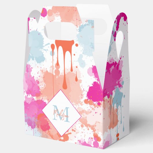 オレンジピンクブルーモダン抽象芸術絵を描スプラッシュ フェイバーボックス (オープン)
