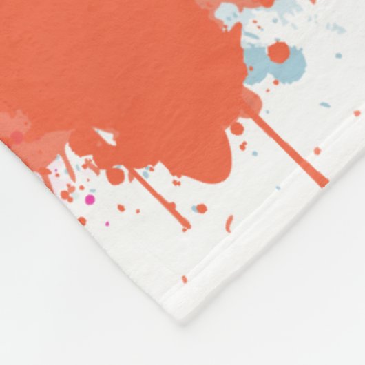 オレンジピンクブルーモダン抽象芸術絵を描スプラッシュ フリースブランケット (角)