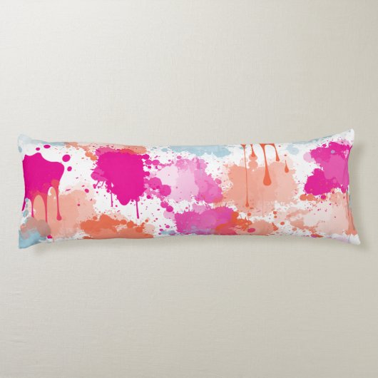 オレンジピンクブルーモダン抽象芸術絵を描スプラッシュ ボディピロー (裏面)