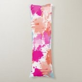 オレンジピンクブルーモダン抽象芸術絵を描スプラッシュ ボディピロー (正面縦)