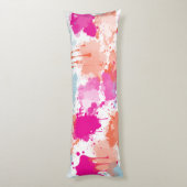オレンジピンクブルーモダン抽象芸術絵を描スプラッシュ ボディピロー (裏面 (縦))