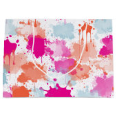 オレンジピンクブルーモダン抽象芸術絵を描スプラッシュ ラージペーパーバッグ (正面)