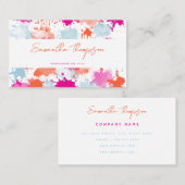 オレンジピンクブルーモダン抽象芸術絵を描スプラッシュ 名刺 (正面/裏面)