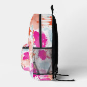 オレンジピンクブルー抽象芸術モダンガールスクール プリントバックパック (右)