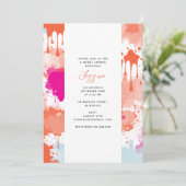 オレンジピンクブルー抽象芸術モダンブライダルシャワー 招待状 (スタンド正面)