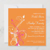 オレンジピンクホワイトフローラブライダルシャワー招待 招待状 (裏面)