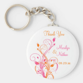 オレンジピンクホワイトフローラ結婚式の引き出物キーチェーン キーホルダー