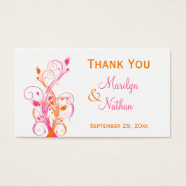 オレンジピンクホワイトフローラ結婚式の引き出物ラベル