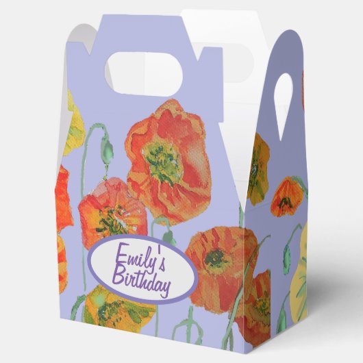 オレンジピンクポピーフローラお誕生日ケーキお願いボックス フェイバーボックス (オープン)