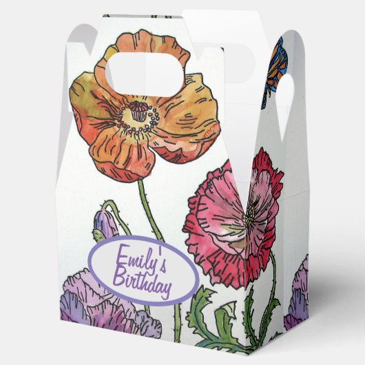 オレンジピンクポピーフローラお誕生日ケーキお願いボックス フェイバーボックス (オープン)