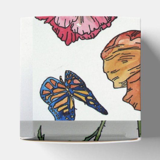 オレンジピンクポピー結婚フローラのケーキ愛用ボックス フェイバーボックス (上部)