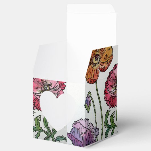 オレンジピンクポピー結婚フローラのケーキ愛用ボックス フェイバーボックス (オープン)