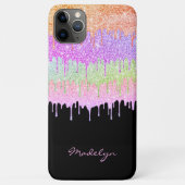 オレンジピンクミントライムグリーンドリップパターンのブラック Case-Mate iPhoneケース (裏面)