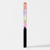 オレンジピンクミントライムグリーンドリップパターンのブラック iPhoneケース (左側面)