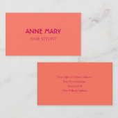 オレンジピンクモダンはっきりした美容師サロンミニマル 名刺 (正面/裏面)