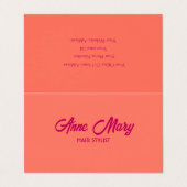 オレンジピンクモダンスクリプはっきりしたトサロン美容師 名刺 (外部フラット)