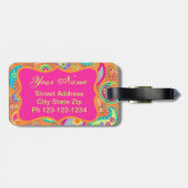 オレンジピンクモダンペイズリーウィムシー模様 ラゲッジタグ (裏面横)