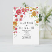 オレンジピンクレッドグリーンフローラカントリー結婚シック 招待状 (スタンド正面)