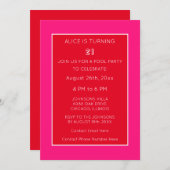 オレンジピンクレッドモダンミニマル21歳 招待状 (正面/裏面)
