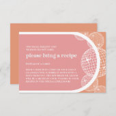 オレンジピンクレトロディスコブライダルシャワーレシピカード エンクロージャーカード (正面/裏面)