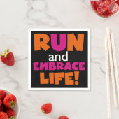 オレンジピンク文字フィットネスランニングズランナーマラソン スタンダードカクテルナプキン (インサイチュ)