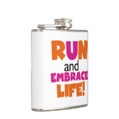 オレンジピンク文字フィットネスランニングズランナーマラソン フラスク (右)