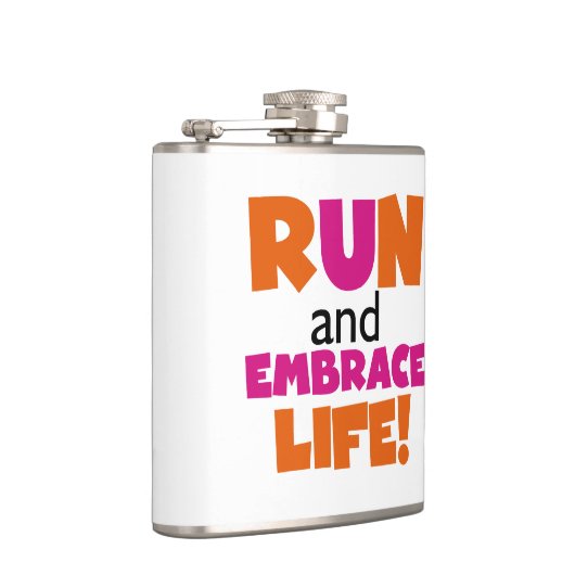オレンジピンク文字フィットネスランニングズランナーマラソン フラスク (右)