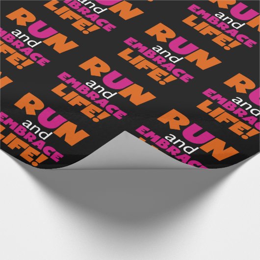 オレンジピンク文字フィットネスランニングズランナーマラソン ラッピングペーパー (角)