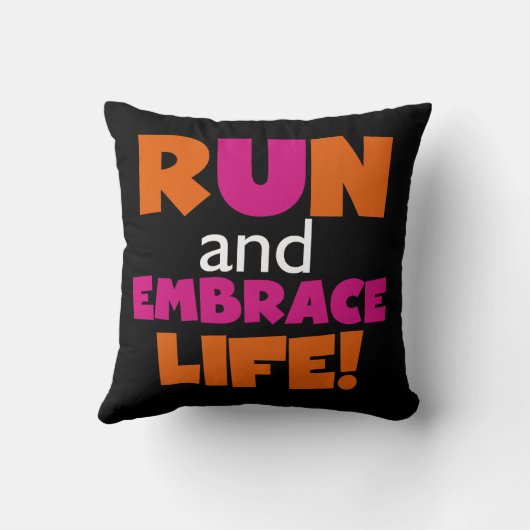 オレンジピンク文字走ランナーマラソン クッション (裏面)