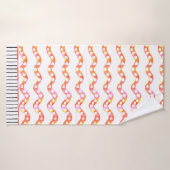 オレンジピンク水玉模様水彩波 バスタオル (バスタオル)