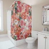 オレンジピンク花柄 シャワーカーテン (インサイチュ)