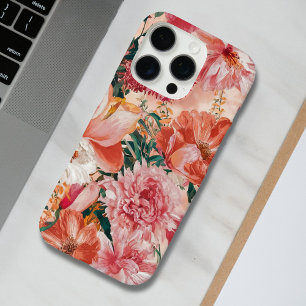 オレンジピンク花柄 iPhone 16 PROケース