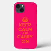 オレンジピンクKeep Calm and Carry On Case-Mate iPhoneケース (裏面)
