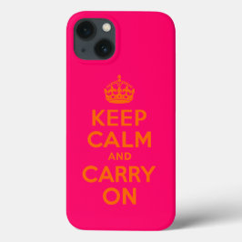 オレンジピンクKeep Calm and Carry On iPhone 13ケース