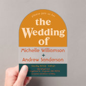 オレンジピーコックモダンレトロアーチ アクリル招待状 (インサイチュ (ポータブル))