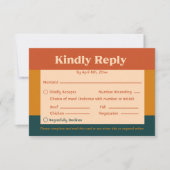 オレンジピーコックモダンレトロQRコード応答カード 出欠カード (正面)