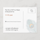 オレンジピーコック結婚式rsvp インビテーションポストカード (裏面)