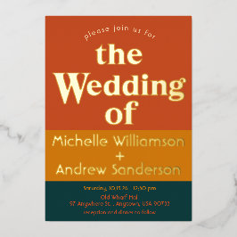 オレンジピーコック モダン レトロ 箔招待状