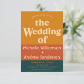 オレンジピーコック モダン レトロ 3.5x5 招待状 (スタンド正面)