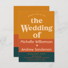 オレンジピーコック モダン レトロ 3.5x5 招待状