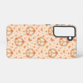 オレンジピースフローラルパターン SAMSUNG GALAXYケース (裏面横)