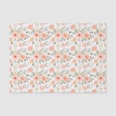 オレンジピーチの花柄デコパージュペーパー、植物画風 薄葉紙 (正面)