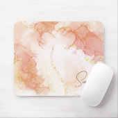 オレンジピーチウォーターカラーインクグリッターカスタマイズ マウスパッド (マウス)