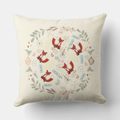 オレンジピーチピンクモノグラムスタイル化キツネパイロー クッション (裏面)