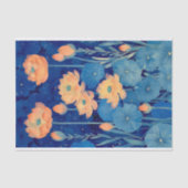 オレンジピーチフラワーズ&ティール（緑がかった色）デコペ離れ154 薄葉紙 (正面)